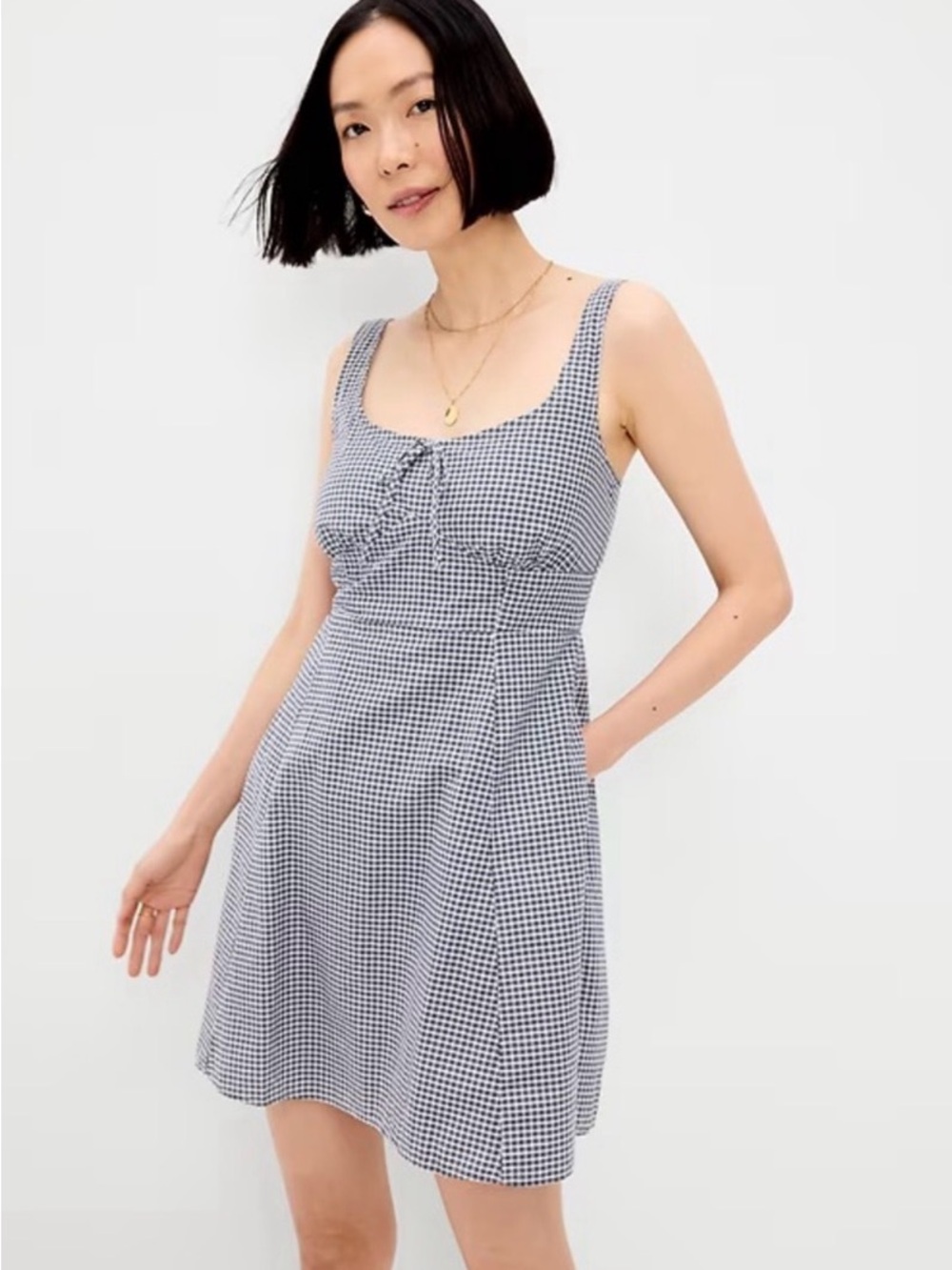 Old Navy Classic Gingham A-Line Dress - Navy/White